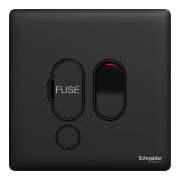 Schneider Fuse connection unit, Unica X, 13A, 250V, 1 gang, 2 pole, with flex outlet, Jet Black ,NUX31DFSG_JB - Image 2