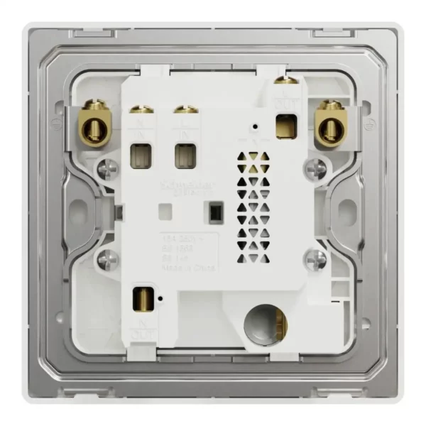 Schneider Fuse connection unit, Unica X, 13A, 250V, 1 gang, 2 pole, with flex outlet, Stainless Steel ,NUX31DFSG_SS - Image 3