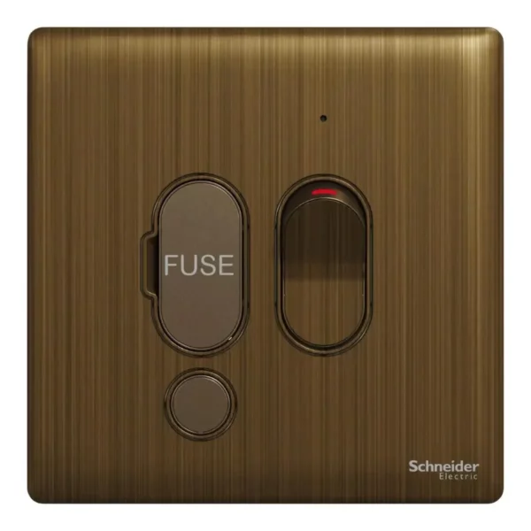 Schneider Fuse connection unit, Unica X, 13A, 250V, 1 gang, 2 pole, with flex outlet, LED, Antique Bronze ,NUX31DFSGN_AB - Image 2