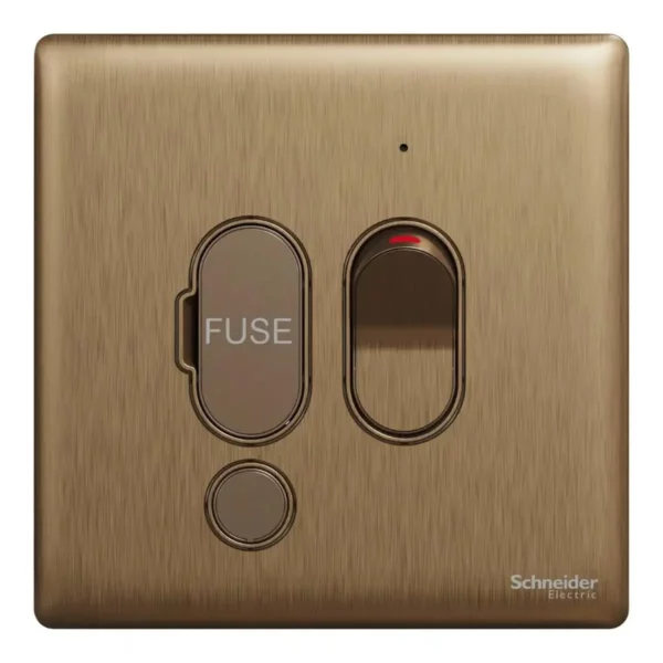Schneider Fuse connection unit, Unica X, 13A, 250V, 1 gang, 2 pole, with flex outlet, LED, Dark Bronze ,NUX31DFSGN_DB - Image 2