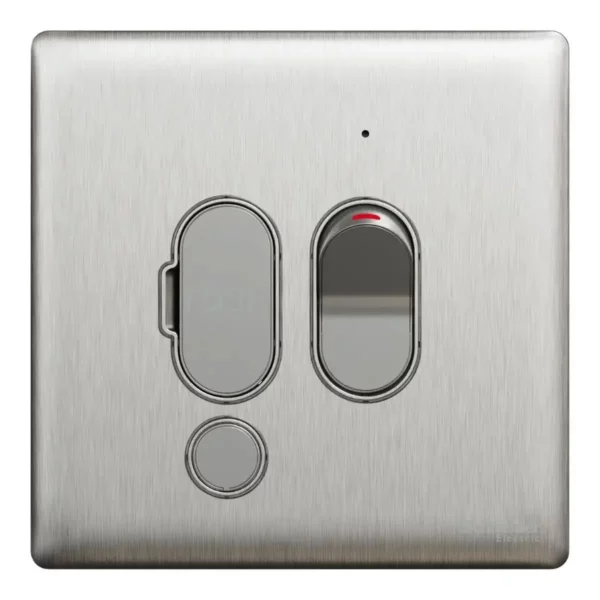 Schneider Fuse connection unit, Unica X, 13A, 250V, 1 gang, 2 pole, with flex outlet, LED, Stainless Steel ,NUX31DFSGN_SS - Image 2