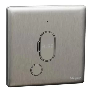 Schneider Fuse connection unit, Unica X, 13A, 250V, 1 gang, with flex outlet, LED, Stainless Steel, NUX31FSGN_SS