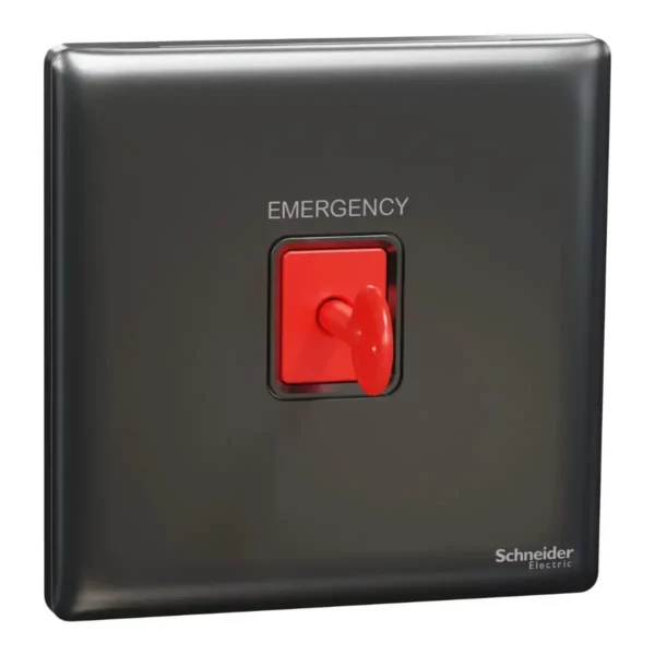 Schneider Panic button switch, Unica X, with Key Reset, Dark Grey ,NUX31KPB_DG