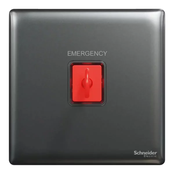 Schneider Panic button switch, Unica X, with Key Reset, Dark Grey ,NUX31KPB_DG - Image 2