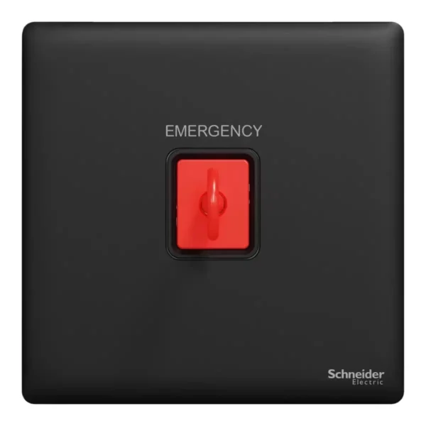 Schneider Panic button switch, Unica X, with Key Reset,Jet Black ,NUX31KPB_JB - Image 2
