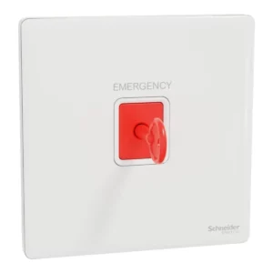 Schneider Panic button switch, Unica X, with Key Reset, Painted White ,NUX31KPB_PW