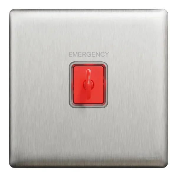 Schneider Panic button switch, Unica X, with Key Reset, Stainless Steel ,NUX31KPB_SS - Image 2