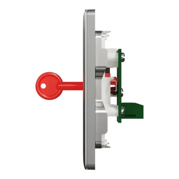 Schneider Panic button switch, Unica X, with Key Reset, Stainless Steel ,NUX31KPB_SS - Image 4