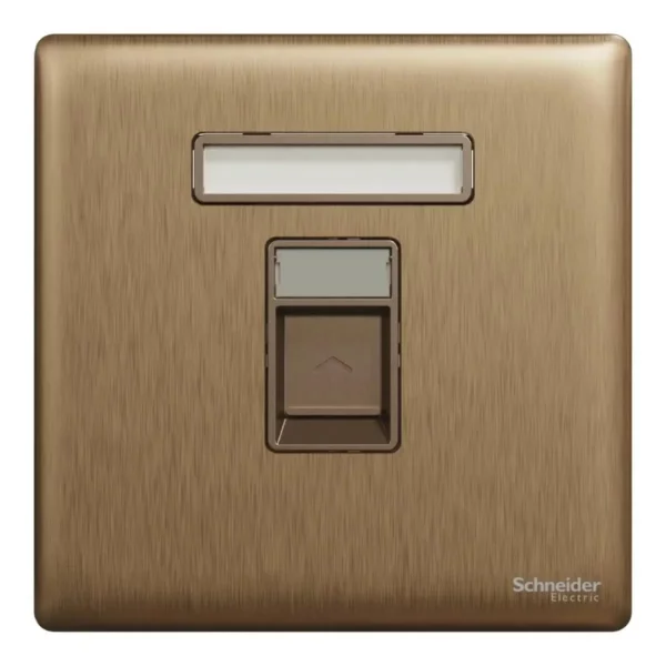 Schneider Telephone socket, Unica X, 1 gang, shuttered, Dark Bronze ,NUX31RJ4_DB - Image 2