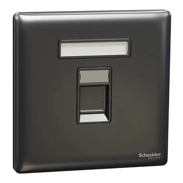 Schneider Telephone socket, Unica X, 1 gang, shuttered, Dark Grey ,NUX31RJ4_DG