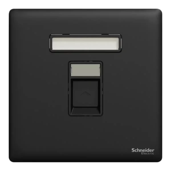 Schneider Telephone socket, Unica X, 1 gang, shuttered,Jet Black ,NUX31RJ4_JB - Image 2