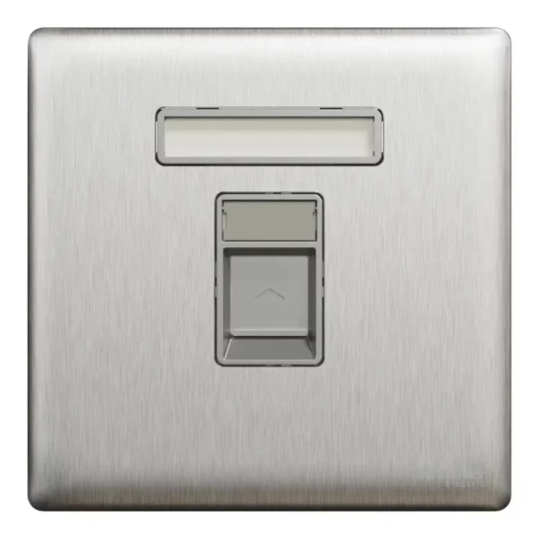 Schneider Telephone socket, Unica X, 1 gang, shuttered, Stainless Steel ,NUX31RJ4_SS - Image 2