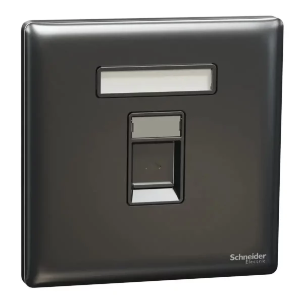 Schneider Data socket, Unica X, 1 gang, RJ45, Cat6, shuttered, Dark Grey ,NUX31RJ6_DG
