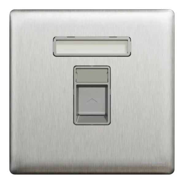 Schneider Data socket, Unica X, 1 gang, RJ45, Cat6, shuttered, Stainless Steel ,NUX31RJ6_SS - Image 2