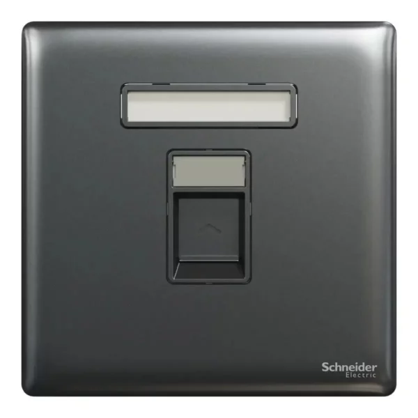 Schneider Central plate, Unica, for RJ45, 1 gang, with shutter, Dark Grey, NUX31RJ_DG - Image 2