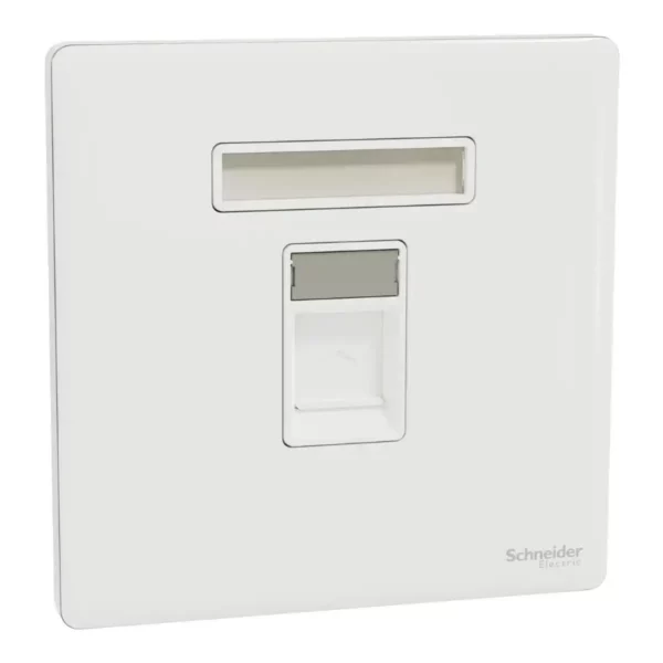 Schneider Central plate, Unica, for RJ45, 1 gang, with shutter, Painted White ,NUX31RJ_PW