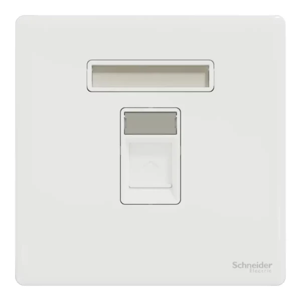 Schneider Central plate, Unica, for RJ45, 1 gang, with shutter, Painted White ,NUX31RJ_PW - Image 2