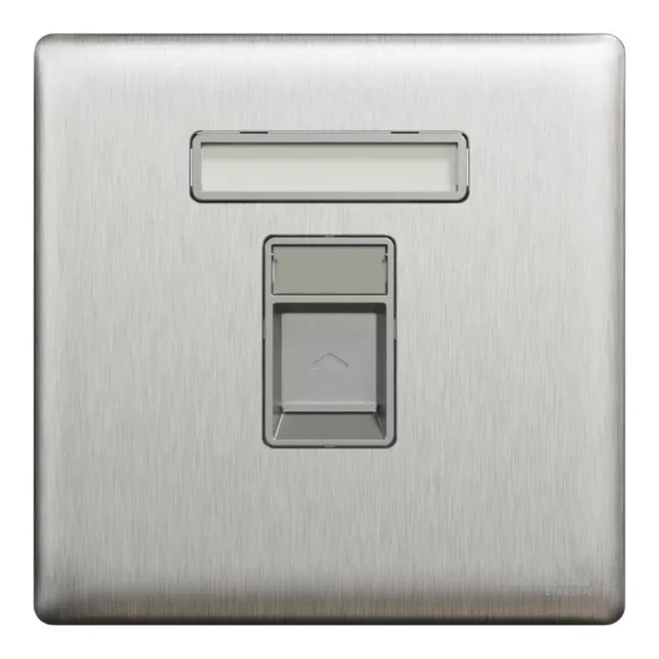Schneider Central plate, Unica, for RJ45, 1 gang, with shutter, Stainless Steel ,NUX31RJ_SS - Image 2