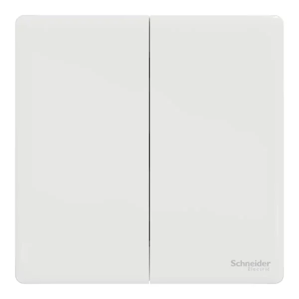 Schneider Intermediate switch, Unica X, 16AX, 250V, 2 gangs, Painted White ,NUX32_IM_PW - Image 2