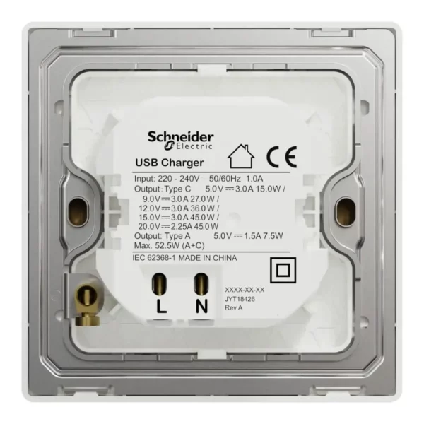 Schneider Double USB Charger, Unica X, 45W, type A+C, Antique Bronze ,NUX32ACQUSB_AB - Image 3