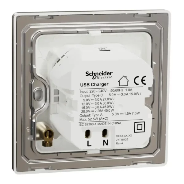 Schneider Double USB Charger, Unica X, 45W, type A+C, Dark Bronze ,NUX32ACQUSB_DB - Image 8