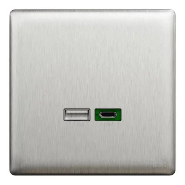 Schneider Double USB Charger, Unica X, 45W, type A+C, Stainless Steel ,NUX32ACQUSB_SS - Image 2