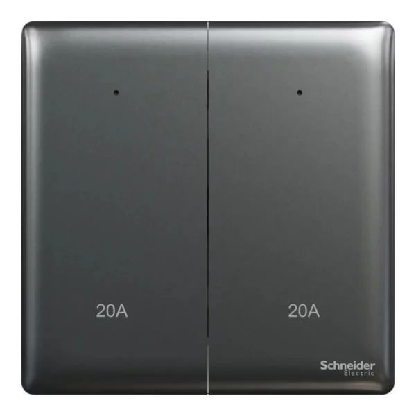 Schneider Switch, Unica X, 20A, 250V, 2 gangs, 2 pole, with LED, Dark Grey, NUX32D20N_DG - Image 2