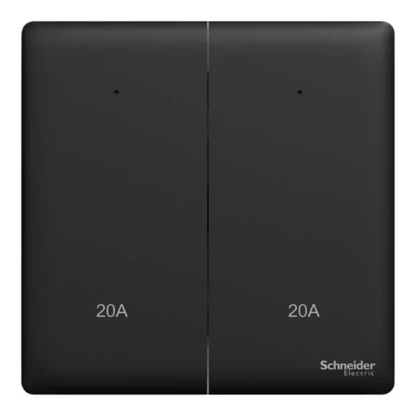 Schneider Switch, Unica X, 20A, 250V, 2 gangs, 2 pole, with LED,Jet Black, NUX32D20N_JB - Image 2