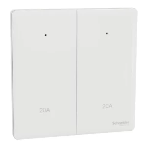 Schneider Switch, Unica X, 20A, 250V, 2 gangs, 2 pole, with LED, Painted White, NUX32D20N_PW