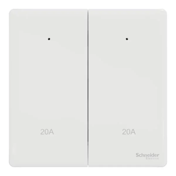 Schneider Switch, Unica X, 20A, 250V, 2 gangs, 2 pole, with LED, Painted White, NUX32D20N_PW - Image 2