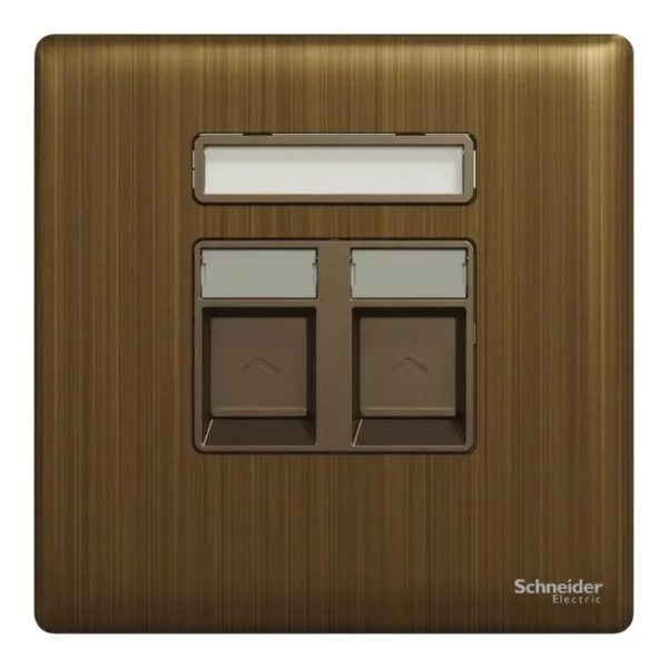 Schneider Telephone socket, Unica X, 2 gangs, shuttered, Antique Bronze ,NUX32RJ4_AB - Image 2