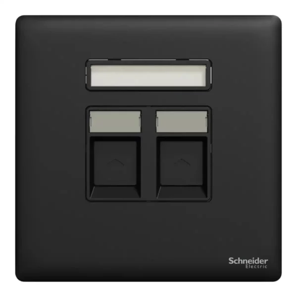 Schneider Telephone socket, Unica X, 2 gangs, shuttered,Jet Black ,NUX32RJ4_JB - Image 2