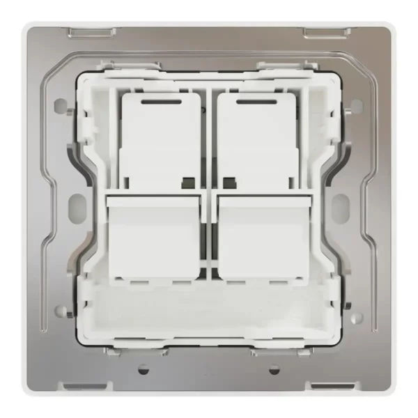 Schneider Telephone socket, Unica X, 2 gangs, shuttered, Painted White ,NUX32RJ4_PW - Image 3