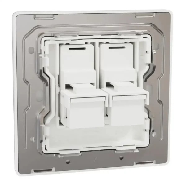 Schneider Telephone socket, Unica X, 2 gangs, shuttered, Painted White ,NUX32RJ4_PW - Image 8