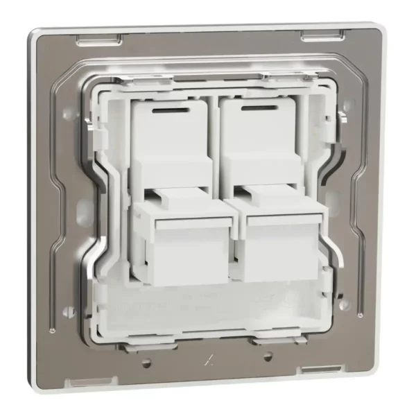 Schneider Telephone socket, Unica X, 2 gangs, shuttered, Stainless Steel ,NUX32RJ4_SS - Image 8