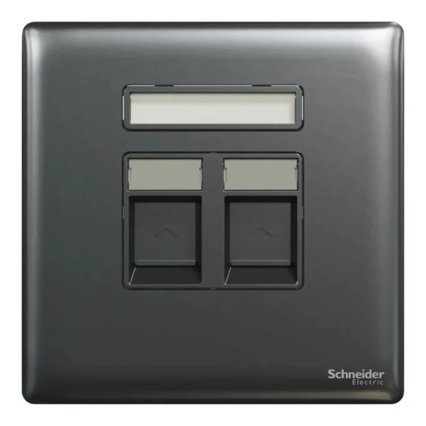 Schneider Data socket, Unica X, 2 gangs, RJ45, Cat6, shuttered, Dark Grey ,NUX32RJ6_DG - Image 2