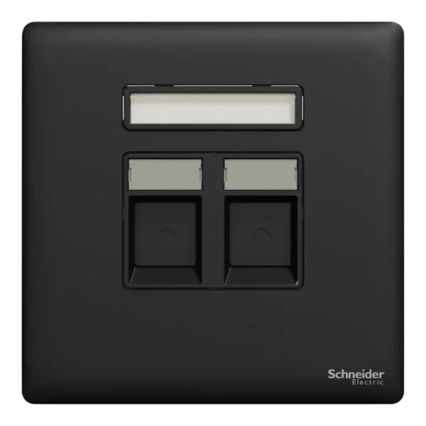 Schneider Data socket, Unica X, 2 gangs, RJ45, Cat6, shuttered,Jet Black ,NUX32RJ6_JB - Image 2