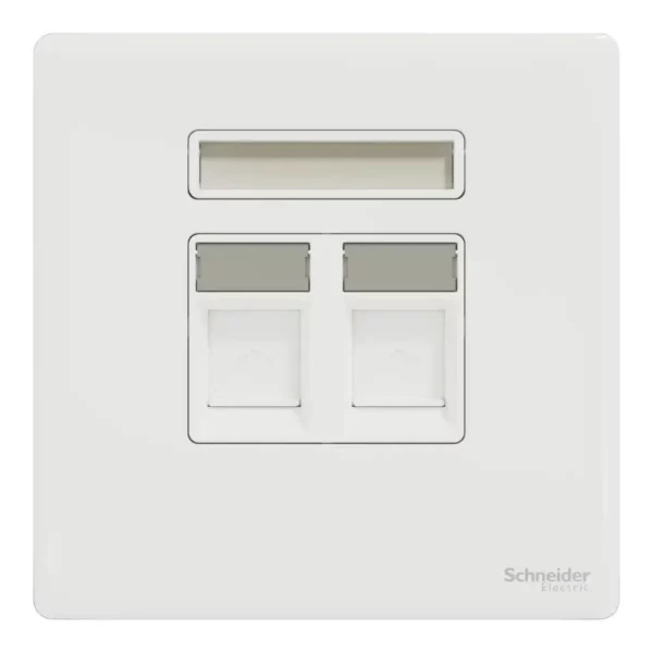 Schneider Data socket, Unica X, 2 gangs, RJ45, Cat6, shuttered, Painted White ,NUX32RJ6_PW - Image 2