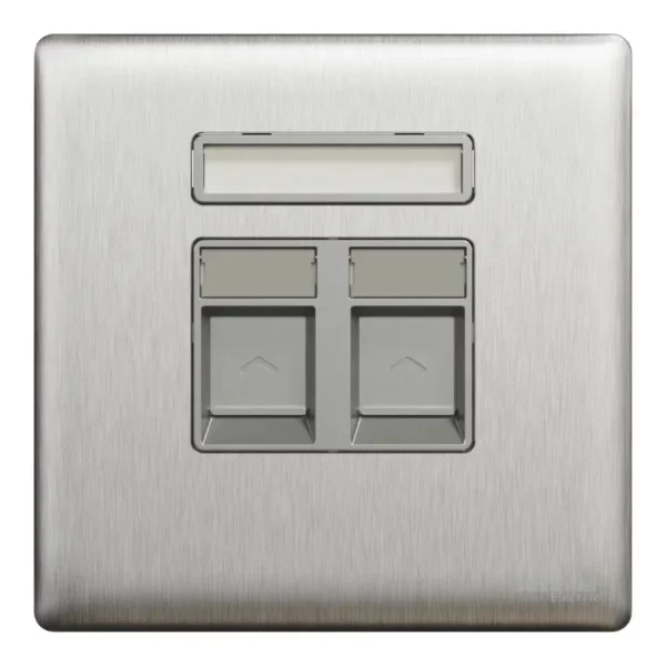 Schneider Data socket, Unica X, 2 gangs, RJ45, Cat6, shuttered, Stainless Steel ,NUX32RJ6_SS - Image 2
