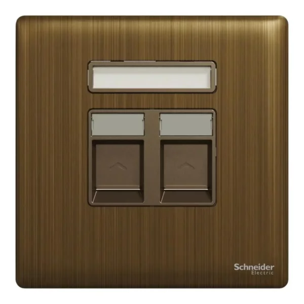 Schneider Central plate, Unica, for RJ45, 2 gangs, with shutter, Antique Bronze ,NUX32RJ_AB - Image 2