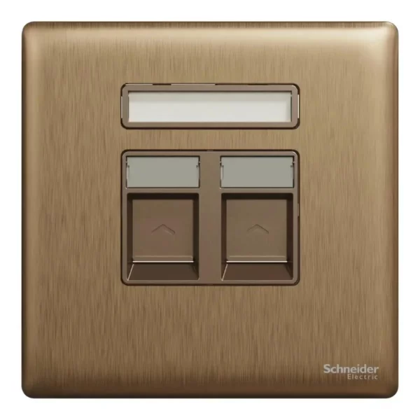 Schneider Central plate, Unica, for RJ45, 2 gangs, with shutter, Dark Bronze ,NUX32RJ_DB - Image 2