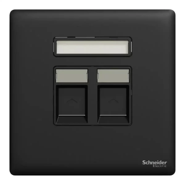 Schneider Central plate, Unica, for RJ45, 2 gangs, with shutter,Jet Black ,NUX32RJ_JB - Image 2