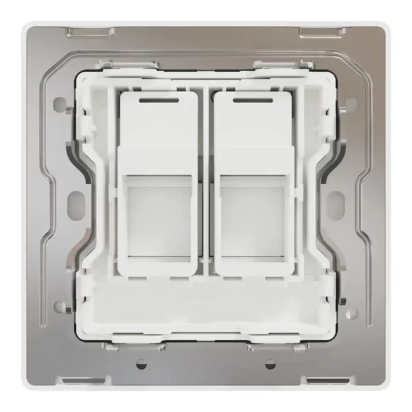 Schneider Central plate, Unica, for RJ45, 2 gangs, with shutter, Painted White ,NUX32RJ_PW - Image 3
