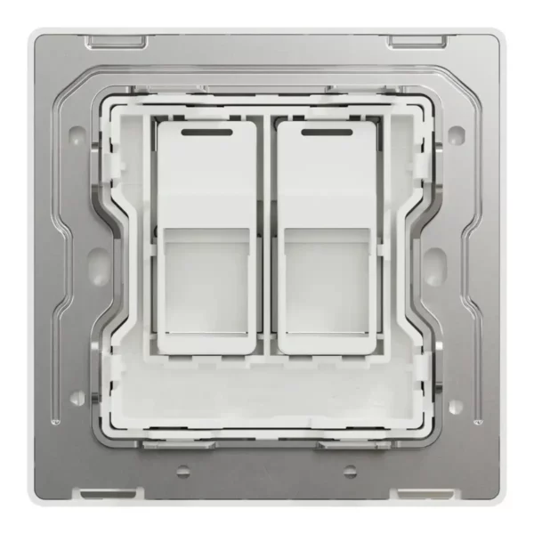 Schneider Central plate, Unica, for RJ45, 2 gangs, with shutter, Stainless Steel ,NUX32RJ_SS - Image 3