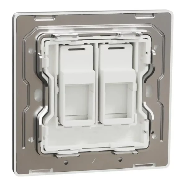 Schneider Central plate, Unica, for RJ45, 2 gangs, with shutter, Stainless Steel ,NUX32RJ_SS - Image 8