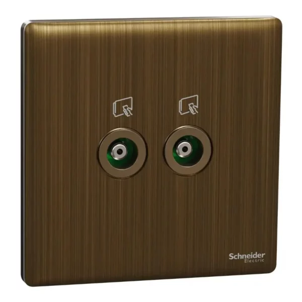 Schneider TV socket, Unica X, 2 gangs, 75Ohm, Through-connector, Antique Bronze ,NUX32TV_AB
