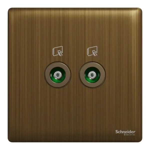 Schneider TV socket, Unica X, 2 gangs, 75Ohm, Through-connector, Antique Bronze ,NUX32TV_AB - Image 2