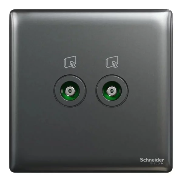 Schneider TV socket, Unica X, 2 gangs, 75Ohm, Through-connector, Dark Grey ,NUX32TV_DG - Image 2