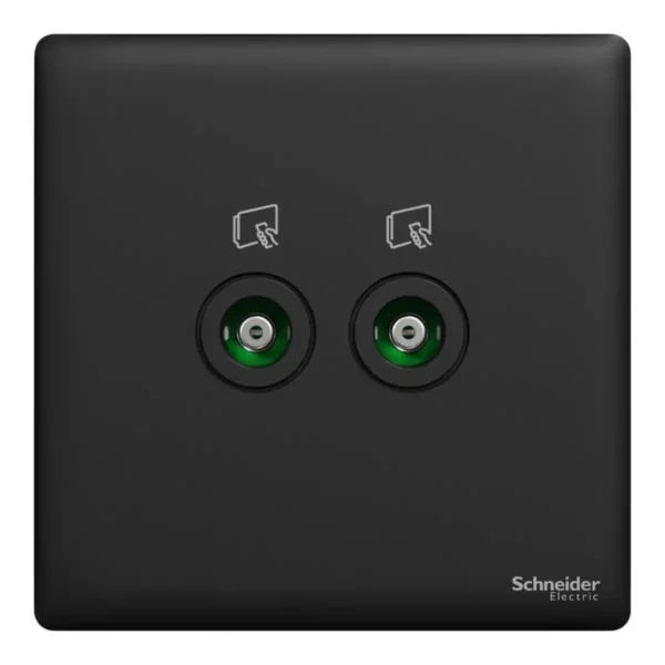 Schneider TV socket, Unica X, 2 gangs, 75Ohm, Through-connector,Jet Black ,NUX32TV_JB - Image 2