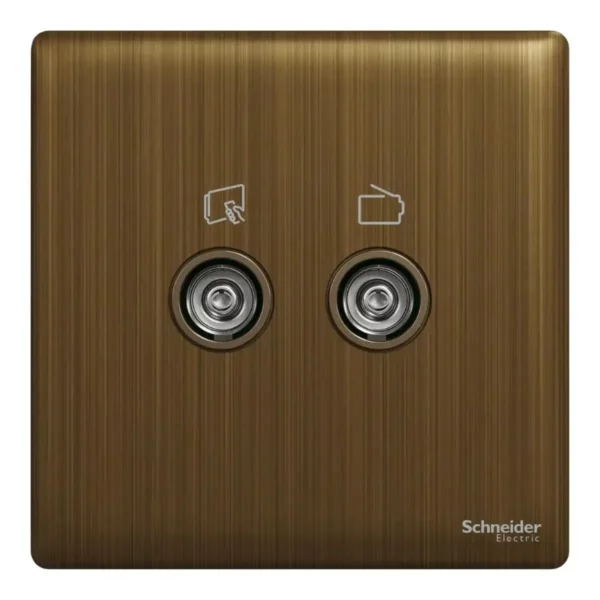 Schneider TV/FM socket, Unica X, 2 gangs, with TV-R module, Antique Bronze ,NUX32TVFMM_AB - Image 2